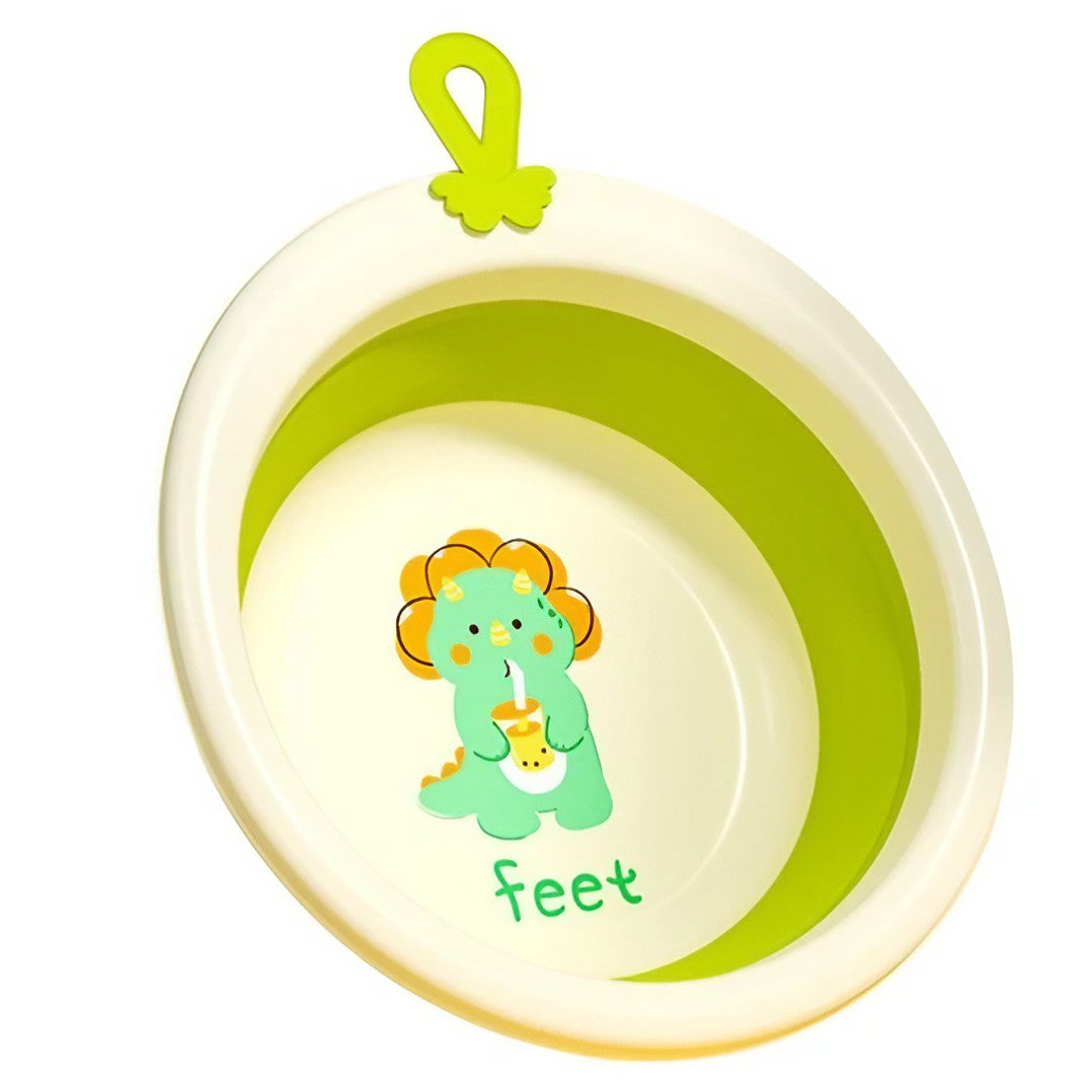 Cada Pliabila pentru Baie pentru Copii, Kadeny, Cadita pentru Bebelusi, Model Rotund cu Dinozaur, Verde, 30x30x3.7 cm, 4L