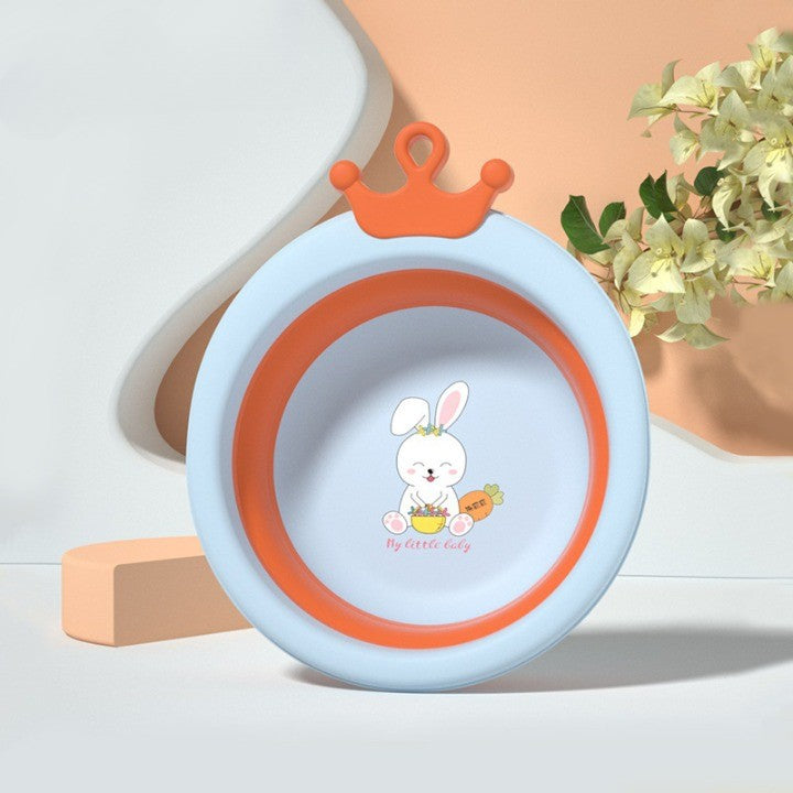 Cada Pliabila pentru Baie pentru Copii, Kadeny, Cadita pentru Bebelusi, Model Rotund cu Iepuras, Blue, 30x31x3.5 cm, 3.3 L