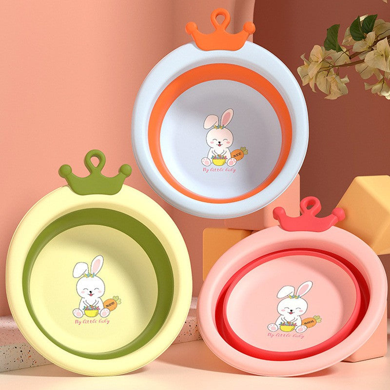 Cada Pliabila pentru Baie pentru Copii, Kadeny, Cadita pentru Bebelusi, Model Rotund cu Iepuras, Blue, 30x31x3.5 cm, 3.3 L