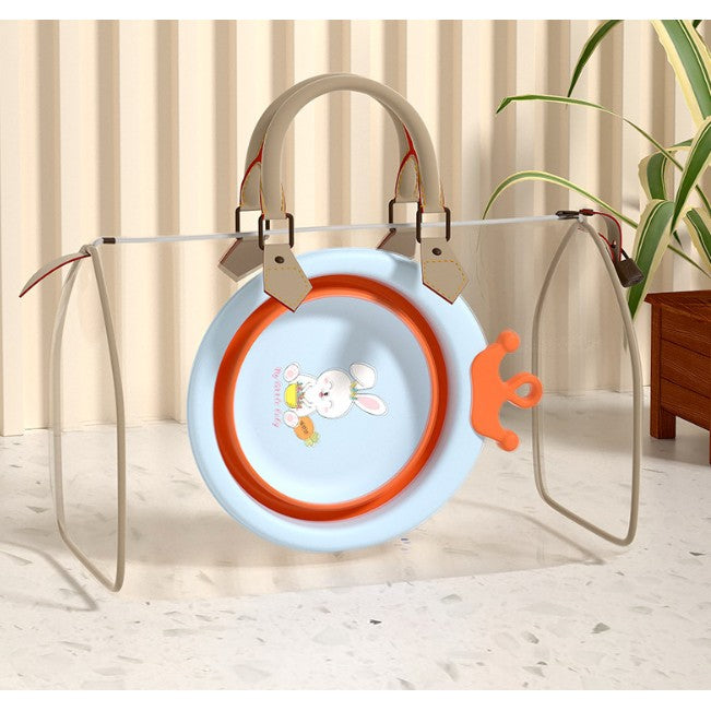 Cada Pliabila pentru Baie pentru Copii, Kadeny, Cadita pentru Bebelusi, Model Rotund cu Iepuras, Blue, 30x31x3.5 cm, 3.3 L