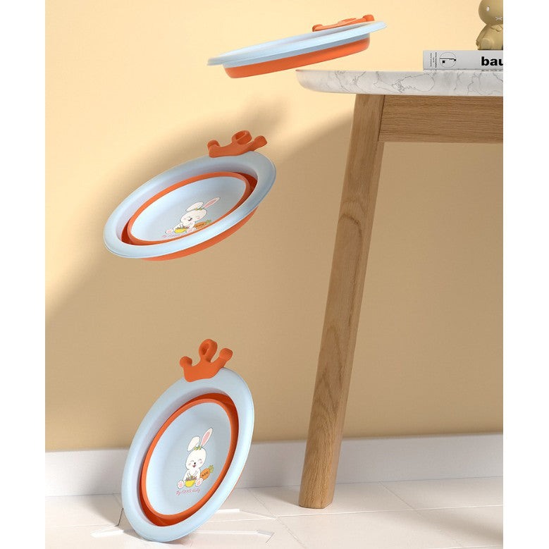 Cada Pliabila pentru Baie pentru Copii, Kadeny, Cadita pentru Bebelusi, Model Rotund cu Iepuras, Blue, 30x31x3.5 cm, 3.3 L