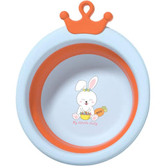 Cada Pliabila pentru Baie pentru Copii, Kadeny, Cadita pentru Bebelusi, Model Rotund cu Iepuras, Blue, 30x31x3.5 cm, 3.3 L