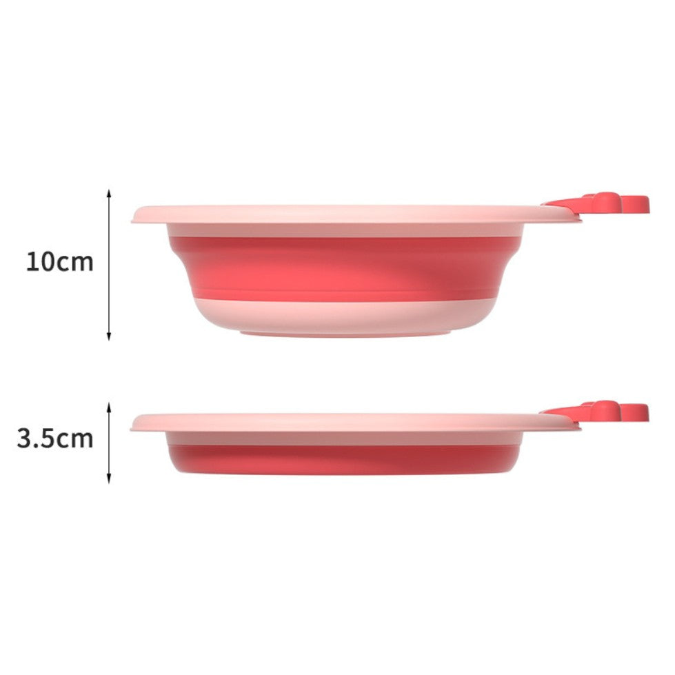 Cada Pliabila pentru Baie pentru Copii, Kadeny, Cadita pentru Bebelusi, Model Rotund cu Iepuras, Roz, 30x31x3.5 cm, 3.3 L