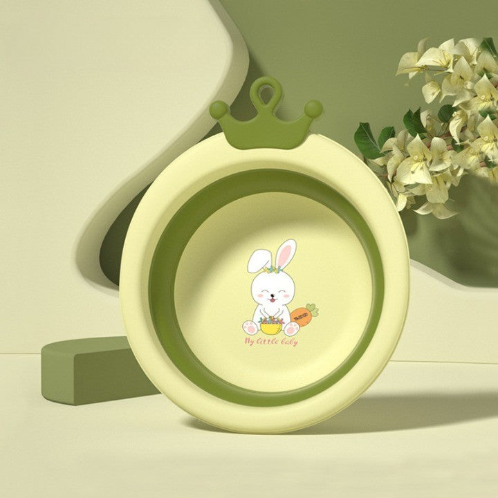 Cada Pliabila pentru Baie pentru Copii, Kadeny, Cadita pentru Bebelusi, Model Rotund cu Iepuras, Verde, 30x31x3.5 cm, 3.3 L