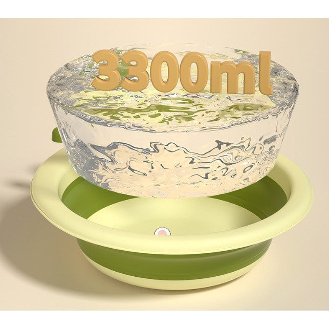 Cada Pliabila pentru Baie pentru Copii, Kadeny, Cadita pentru Bebelusi, Model Rotund cu Iepuras, Verde, 30x31x3.5 cm, 3.3 L