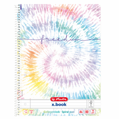 Caiet cu spirala A4 Herlitz X.Book New Batik Freedom, 80 file, dictando, colturi rotunjite, 70g/mp, FSC, 50044122