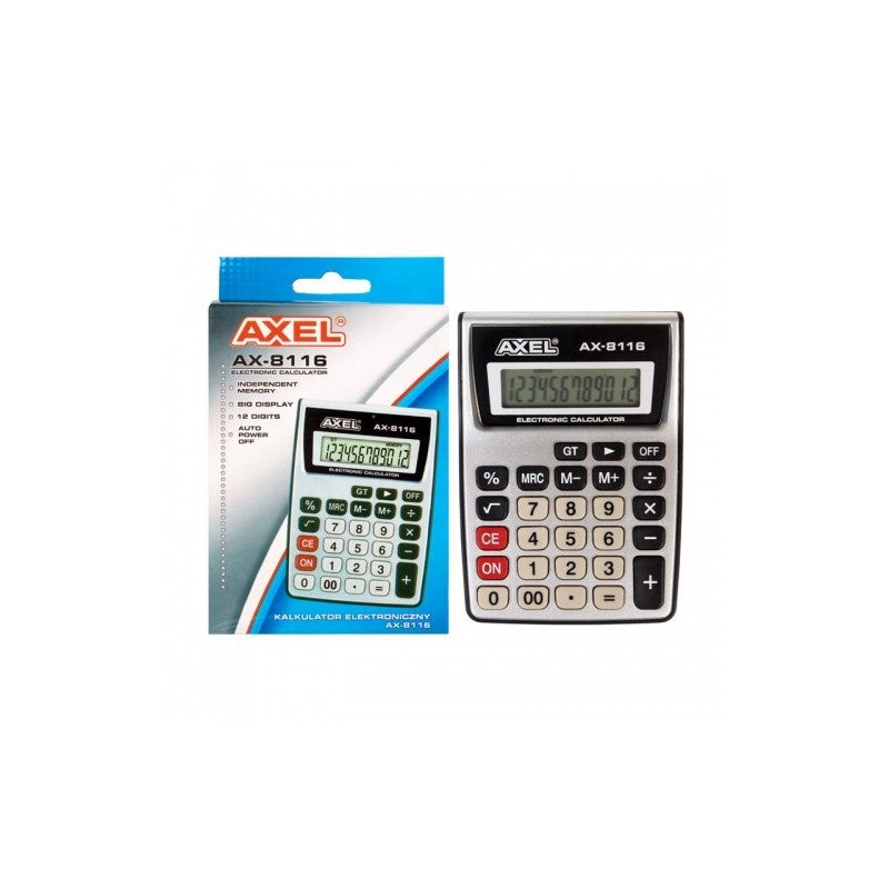 Calculator de birou Axel AX-8116 393790, 12 digiti, alimentare baterie, ecran inclinat