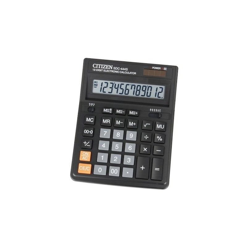 Calculator de birou Citizen SDC-444S, 12 digiti, alimentare baterie + solar, ecran inclinat