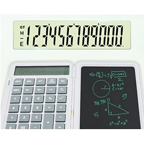 Calculator de Mana Reincarcabil cu Tabla de Scris, Kaveny, Calculator Portabil, Ecran LCD, Afisaj cu 12 Cifre, Ecran de 15 cm, Culoare Alb