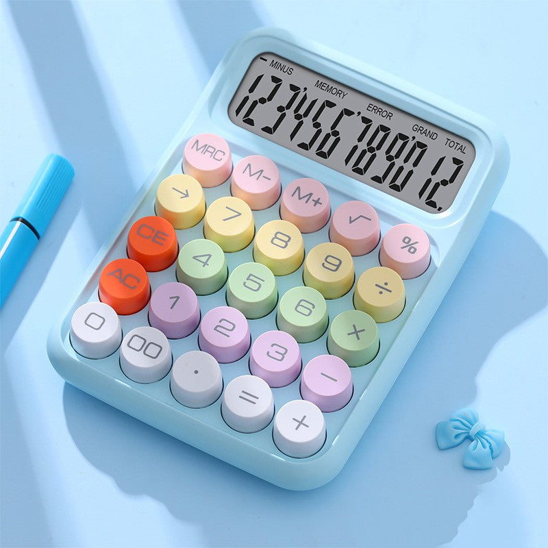 Calculator Electronic pentru Copii, Kadeny, Calculator Dragut pentru Scoala Primara, Ecran mare 12 digits si Tastatura Mecania, 16 x 11 x 2 cm, Albastru