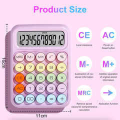 Calculator Electronic pentru Copii, Kadeny, Calculator Dragut pentru Scoala Primara, Ecran mare 12 digits si Tastatura Mecania, 16 x 11 x 2 cm, Roz