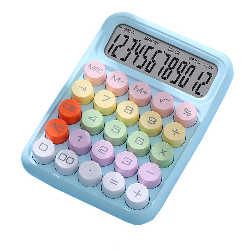 Calculator Electronic pentru Copii, Kadeny, Calculator Dragut pentru Scoala Primara, Ecran mare 12 digits si Tastatura Mecania, 16 x 11 x 2 cm, Albastru