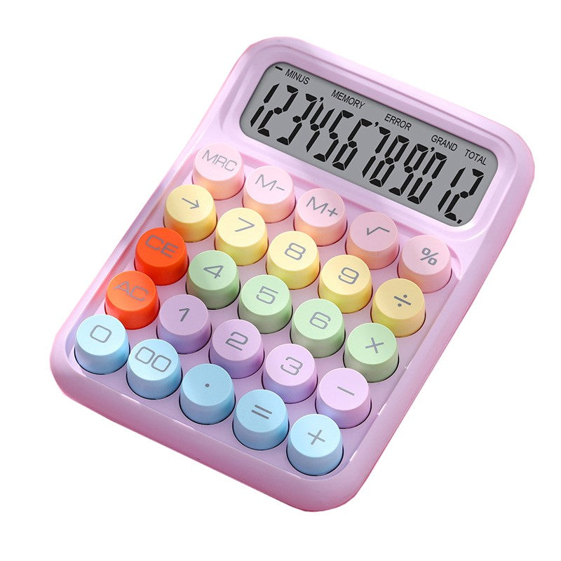 Calculator Electronic pentru Copii, Kadeny, Calculator Dragut pentru Scoala Primara, Ecran mare 12 digits si Tastatura Mecania, 16 x 11 x 2 cm, Roz
