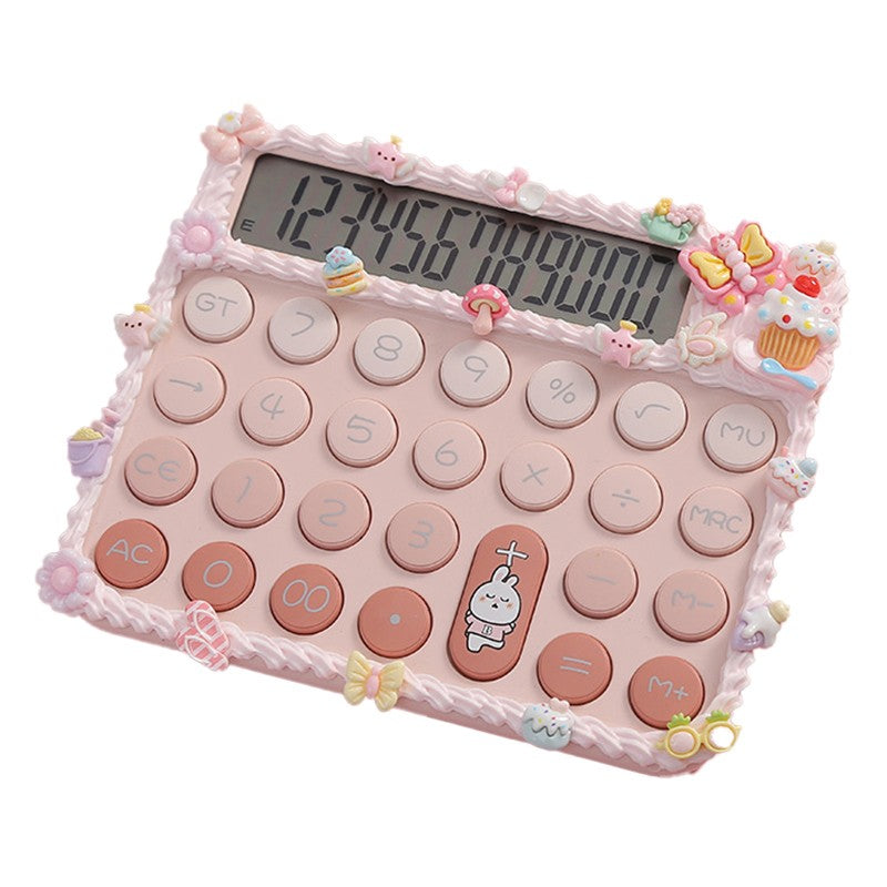 Calculator Electronic pentru Fete, Kadeny, Calculator Dragut pentru Scoala Primara, Ecran mare 12 digits si Tastatura Mecania, 15 x 12.5 cm, Decor cu elemente 3D pentru Fete, Roz