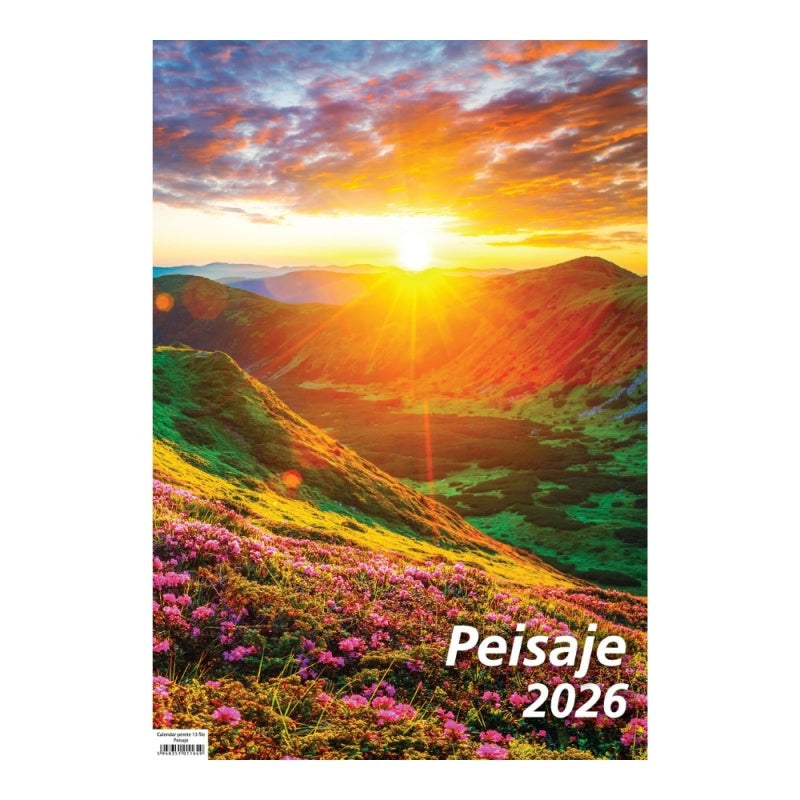 Calendar de perete Crist, 32.5x48cm, 13 file, imagini peisaje, cu spira metalica