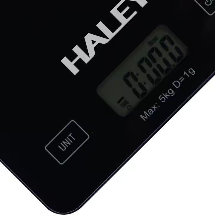 Cantar Electronic HALEY, 5000G, din Sticla, pentru Bucatarie, Digitala de Inalta Precizie, Negru