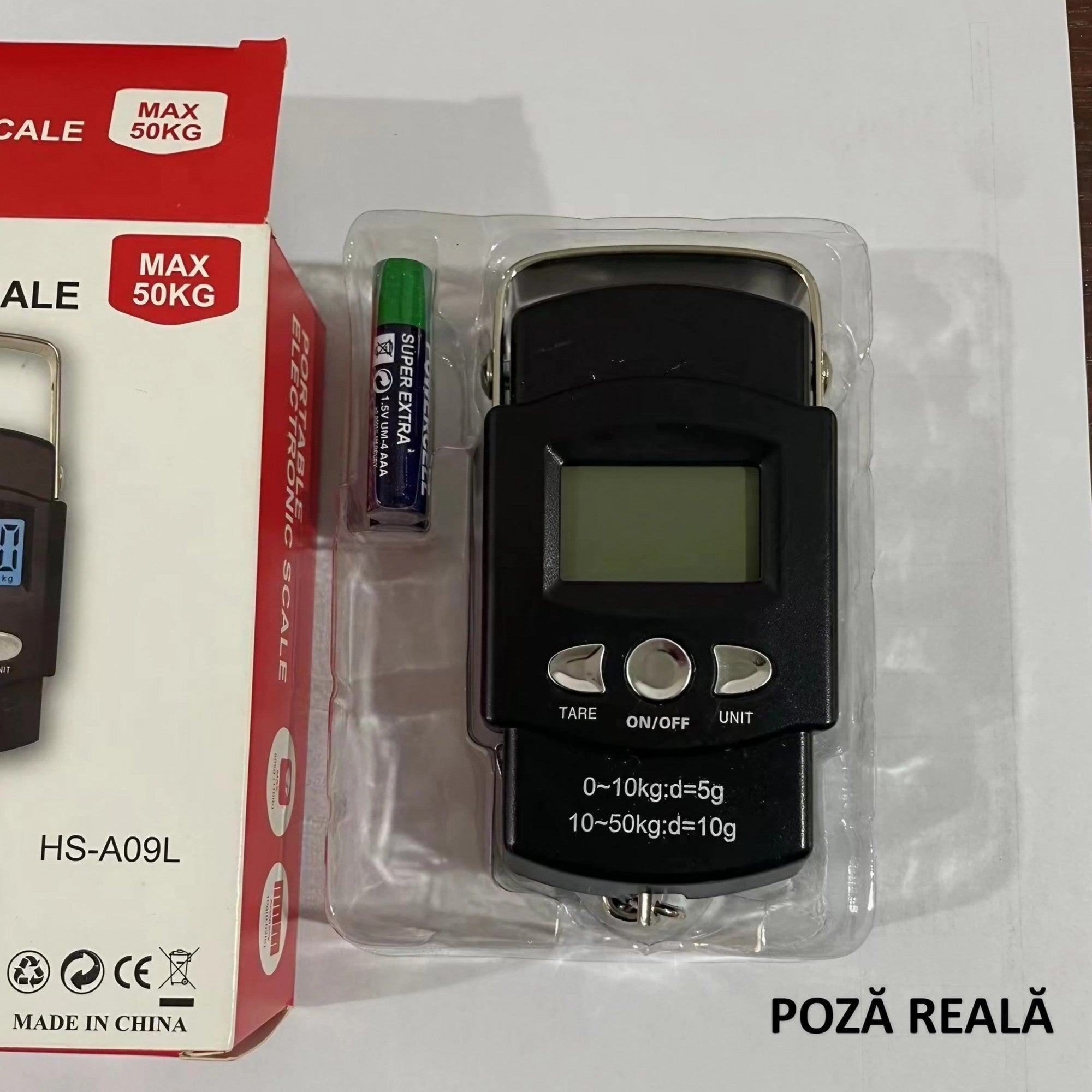 Cantar Digital de Mana cu Carlig, Kadeny, Cantar Portabil, Pescuit, cu Maner, Capacitate 50 kg, cu Metru Incorporat, 20.5 x 6 x 2.5 cm, Negru