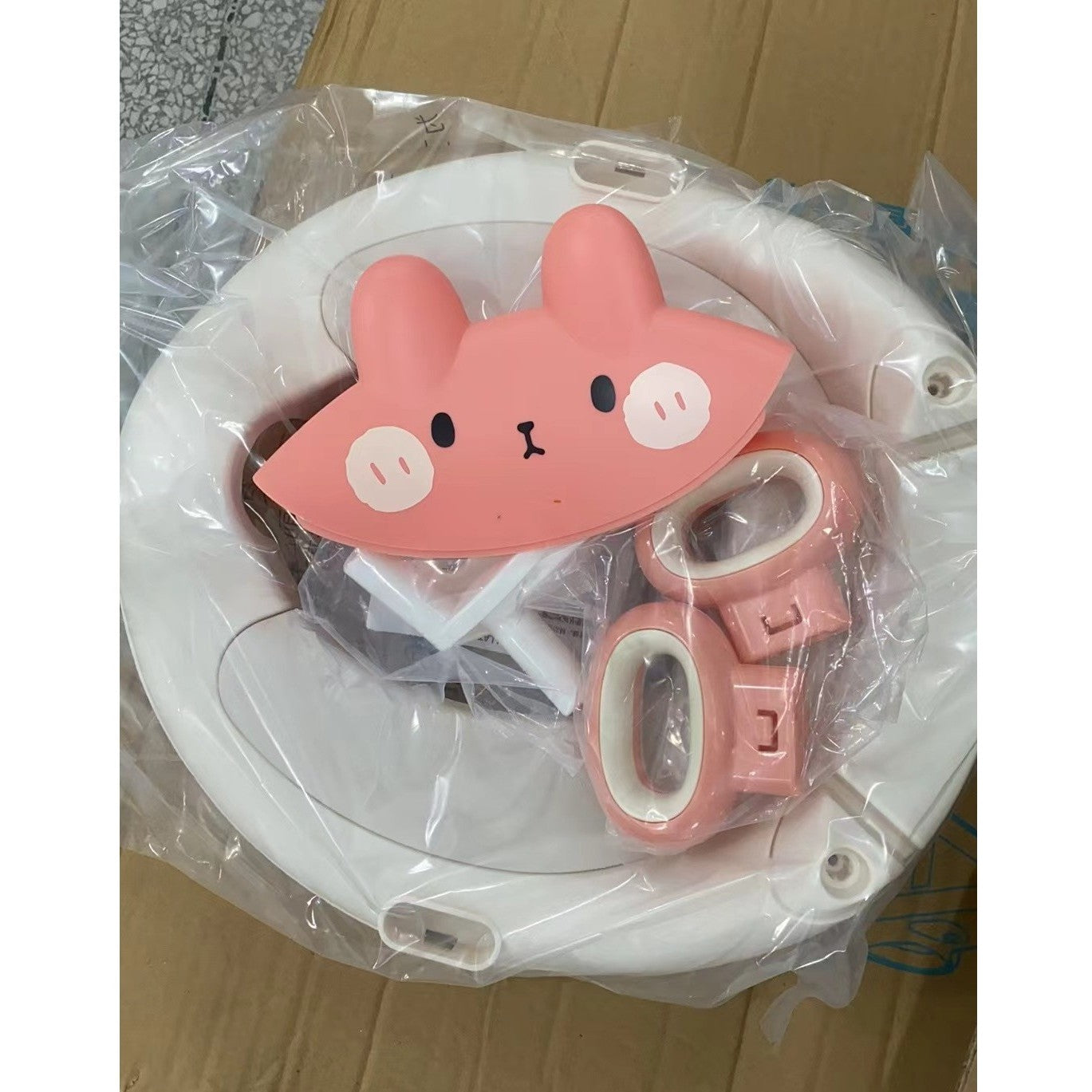 Capac WC cu Reductie, Kadeny, pentru Copii, cu Manere, Model Ursulet, Plastic Durabil, Roz