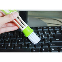 Perie Multifunctionala de Curatare, Kadeny, pentru Ventilatie Auto, Doua Capete, Moale, Microfibra, Alb-Verde, 16.25cm