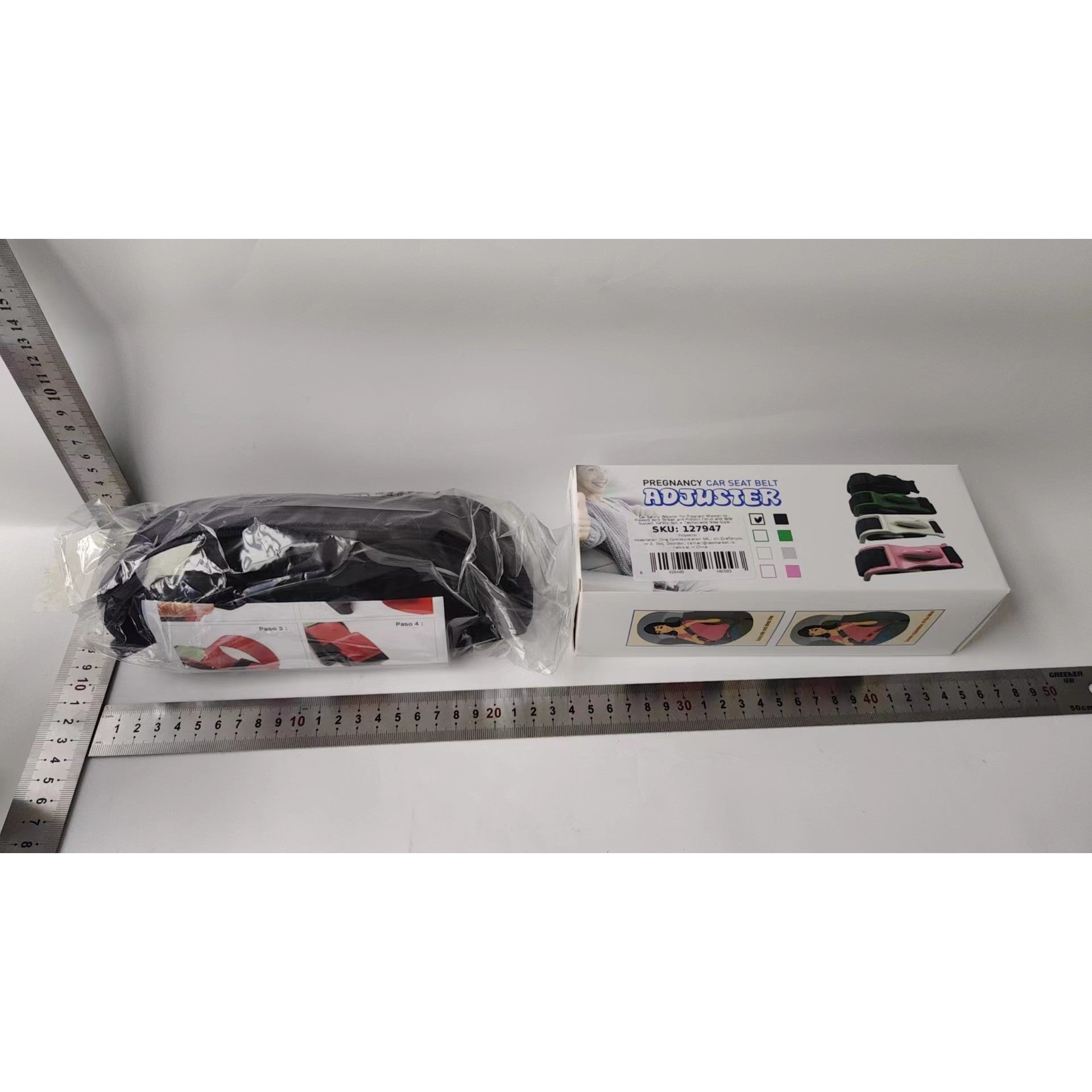 Deviator Centura de Siguranta, Kadeny, pentru Burtica Gravidelor, Universal, Ajustabil, 21x6 cm, Model Delfin Negru