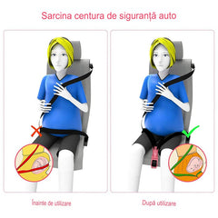 Deviator Centura de Siguranta, Kadeny, pentru Burtica Gravidelor, Universal, Ajustabil, 21x6 cm, Model Delfin Roz