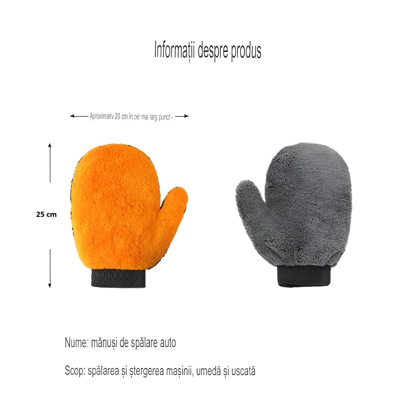 Manusa pentru Spalarea Masinii, Kadeny, Microfibra, Moale, Doua Fete, Umeda sau Uscata, Fara Zgariere, 25x20cm, Portocaliu-Gri