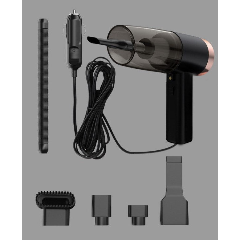Aspirator Portabil Auto, Kadeny, pentru Casa si Masina, Cablu Auto, Tub Prelungitor, 4 Capete de Aspirare, 20x16x19cm, Negru