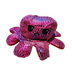 Caracatita reversibila din plus cu fata fericita si fata trista, Kaveny, cu bulinute, imprimeu stralucitor colorat, model 1, multicolor