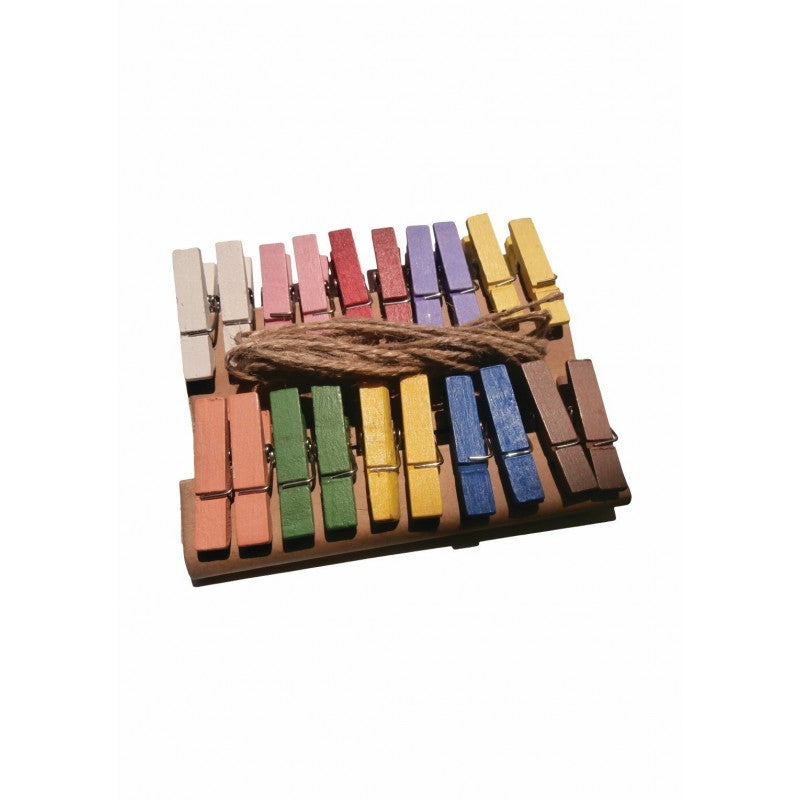 Accesorii creatie - lemn - carlig clasic, colorat, 3.5cm, set 20 buc, Colorarte