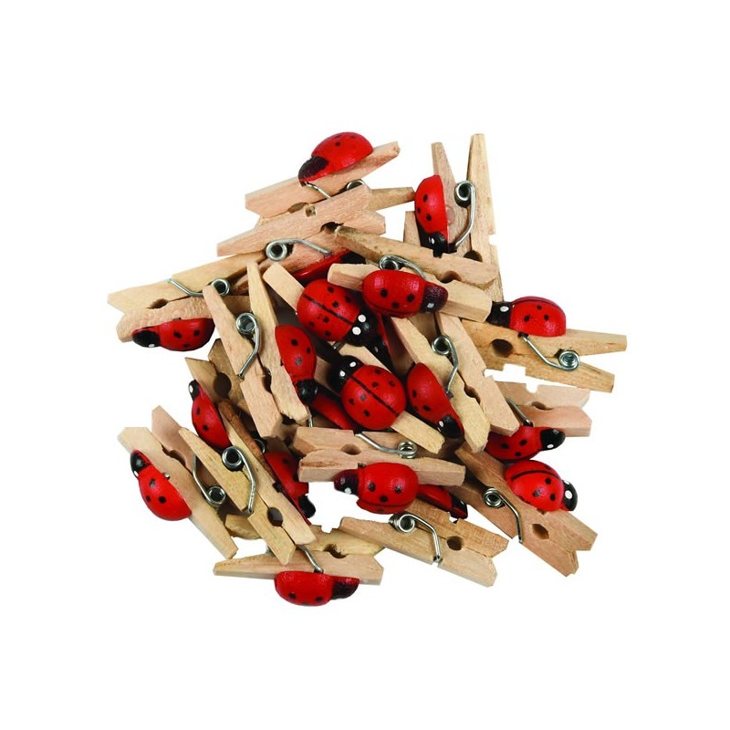 Accesorii creatie - lemn - carlig buburuze, natur, set 20 buc, Colorarte