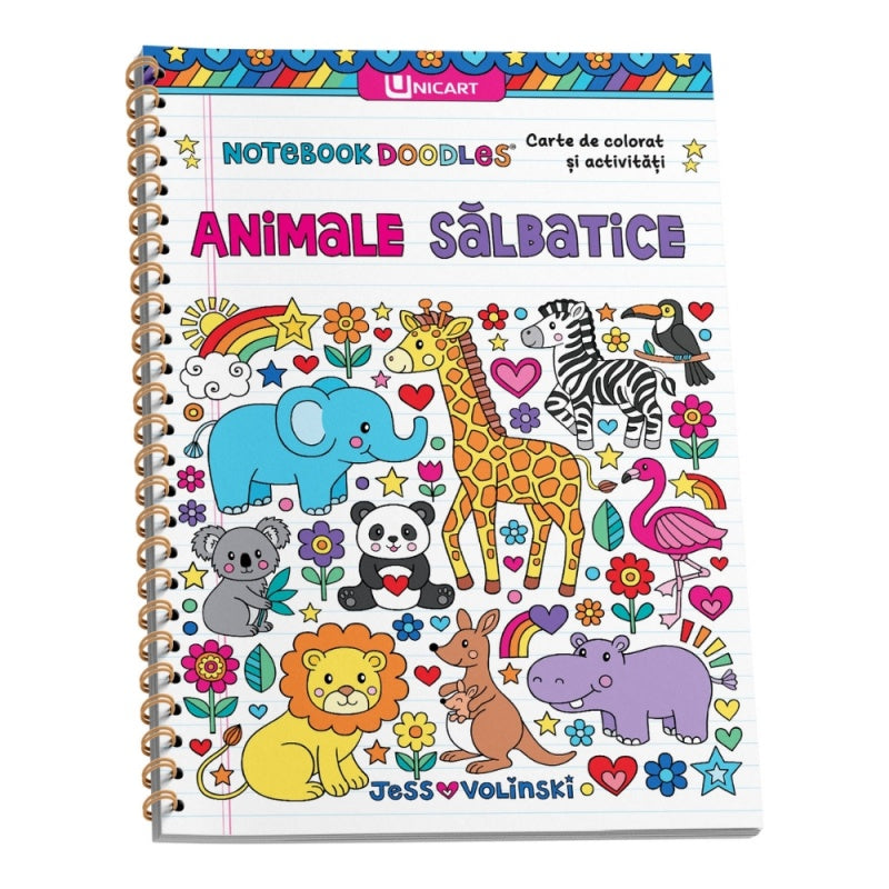 Carte de colorat A4, Animale salbatice, 76 pagini, Unicart