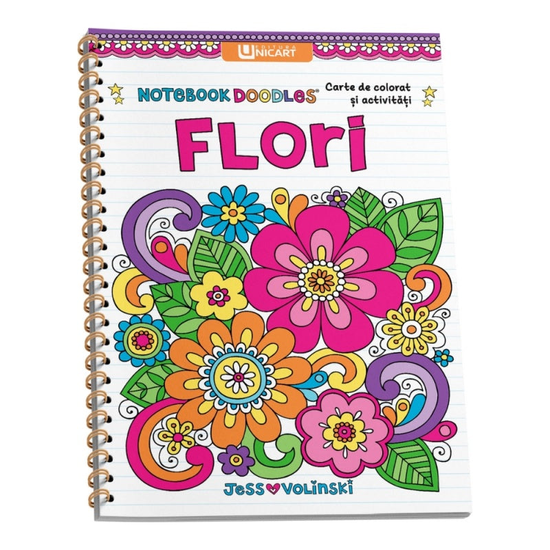 Carte de colorat A4, Flori, 76 pagini, Unicart