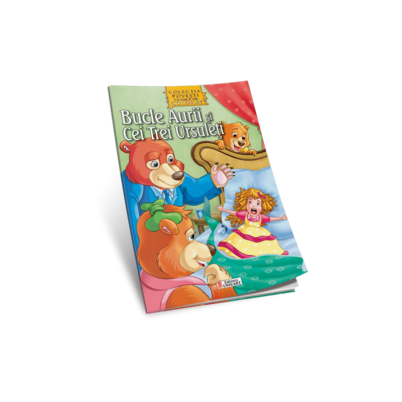 Carte de colorat A4, Cu poveste - Bucle aurii si cei 3 ursuleti, Unicart