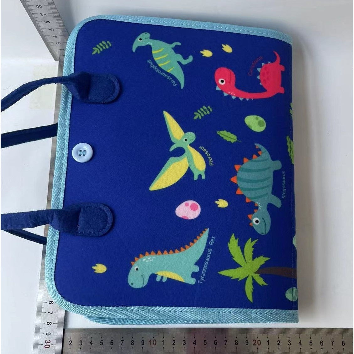 Carte Senzoriala Educativa Montessori, Kaveny, Dezvoltare Abilitati Motorii, 5 Pagini, Model Dinozauri, 28x22x7 cm, Albastru