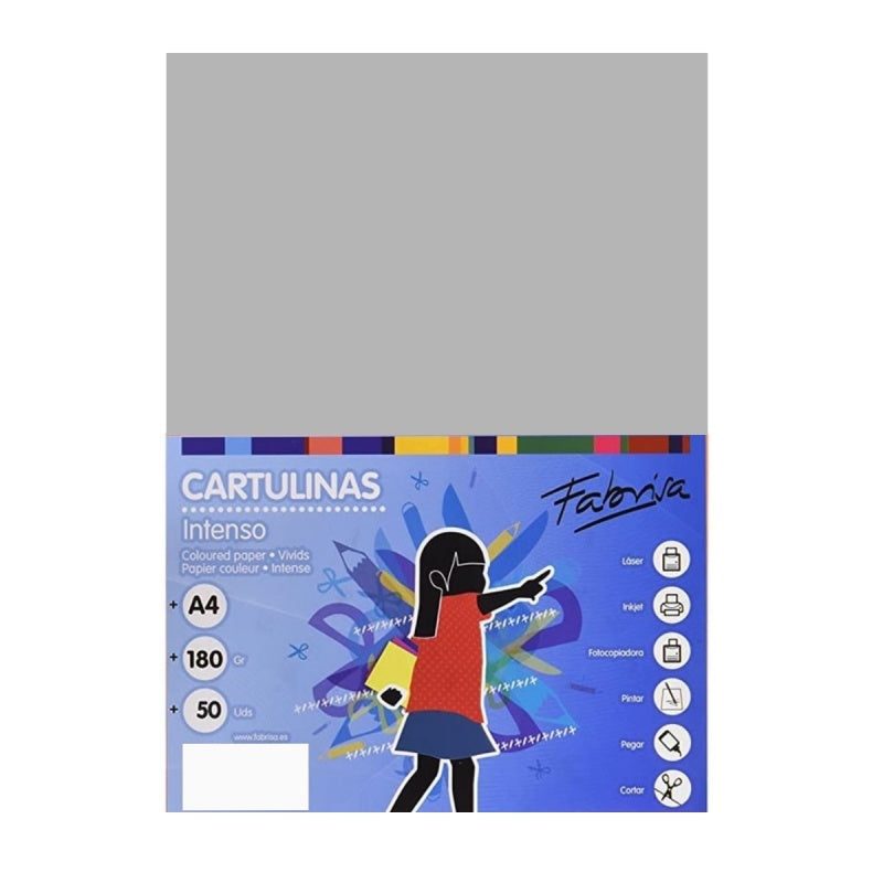 Carton colorat A4 Fabrisa 15465, 180g/mp, gri intens, top 50 coli