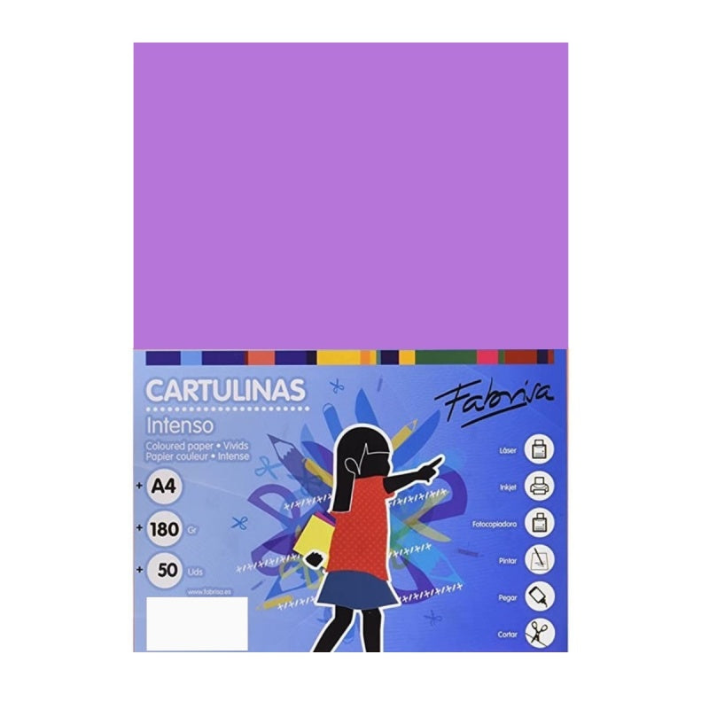 Carton colorat A4 Fabrisa 15467, 180g/mp, violet intens, top 50 coli