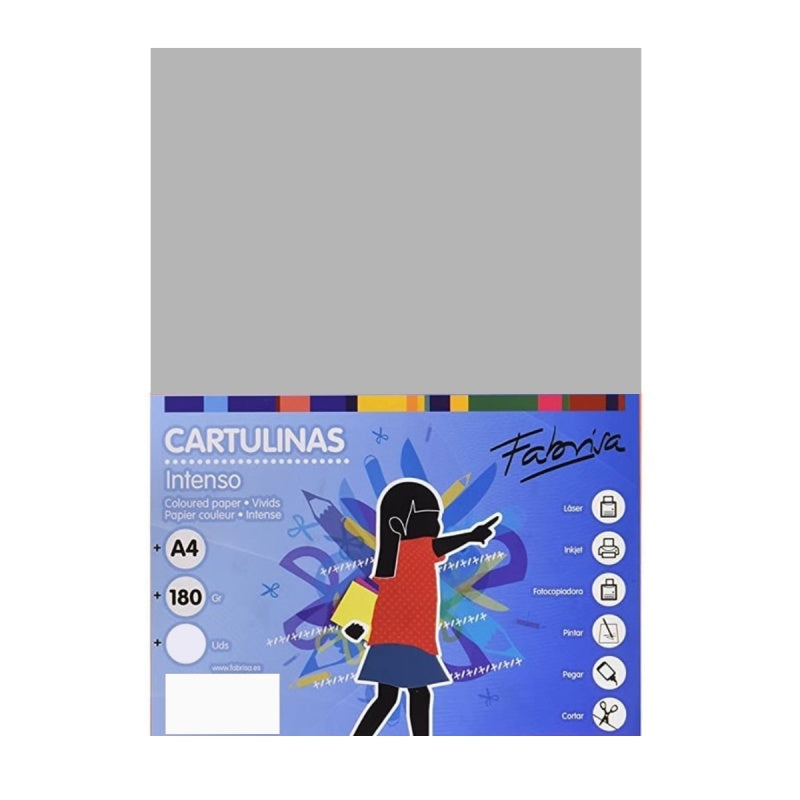 Carton colorat A4 Fabrisa 15522, 180g/mp, gri intens, top 250 coli