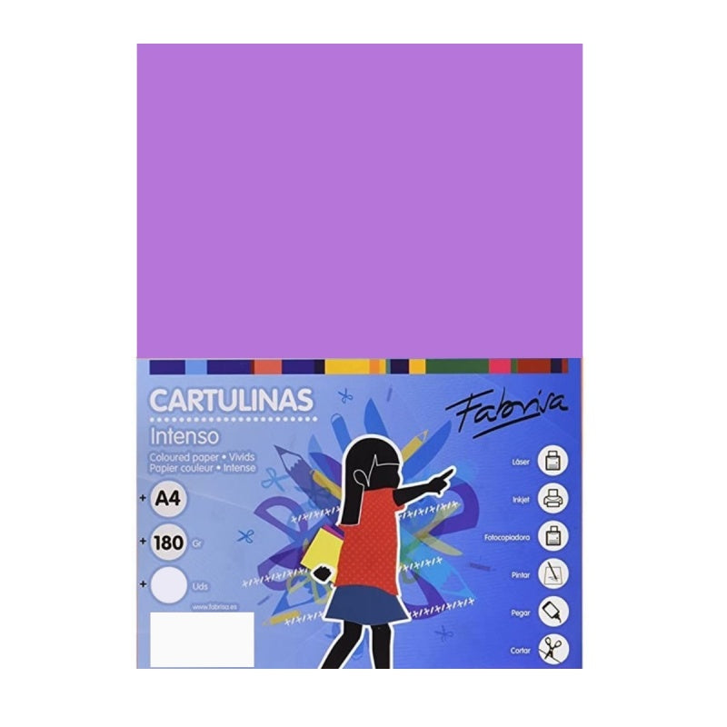 Carton colorat A4 Fabrisa 15524, 180g/mp, lila intens, top 250 coli