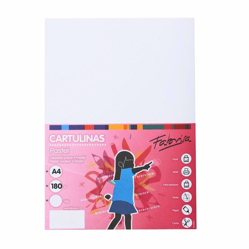 Carton colorat A4 Fabrisa 15509, 180g/mp, alb pastel, top 250 coli