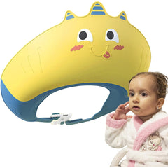 Casca de Dus, Kadeny, Previne Scurgerea Apei si Samponului pe Fata, 0-12 Ani, Ajustabila, din TPE+PP, 20 x 23 cm, Model Unicorn, Galben/Albastru