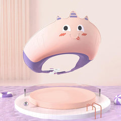 Casca de Dus, Kadeny, Previne Scurgerea Apei si Samponului pe Fata, 0-12 Ani, Ajustabila, din TPE+PP, 20 x 23 cm, Model Unicorn, Roz/Mov