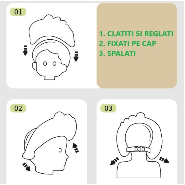 Casca de Dus, Kadeny, Previne Scurgerea Apei si Samponului pe Fata, 0-12 Ani, Ajustabila, din TPE+PP, 20 x 23 cm, Model Coroana, Roz
