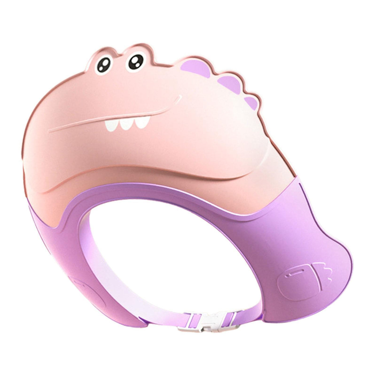 Casca de Dus, Kadeny, Previne Scurgerea Apei si Samponului pe Fata, 0-12 Ani, Ajustabila, din TPE+PP, 20 x 23 cm, Model Crocodil, Roz/Mov