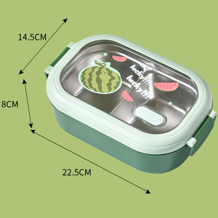 Caserola Container pentru Pranz, Kadeny, Caserola LUNCH BOX pentru Studenti, din Plastic PP, pentru Scoala, Compartiment Metalic in Interior, 22.5 x 14.5 x 8 cm, Verde