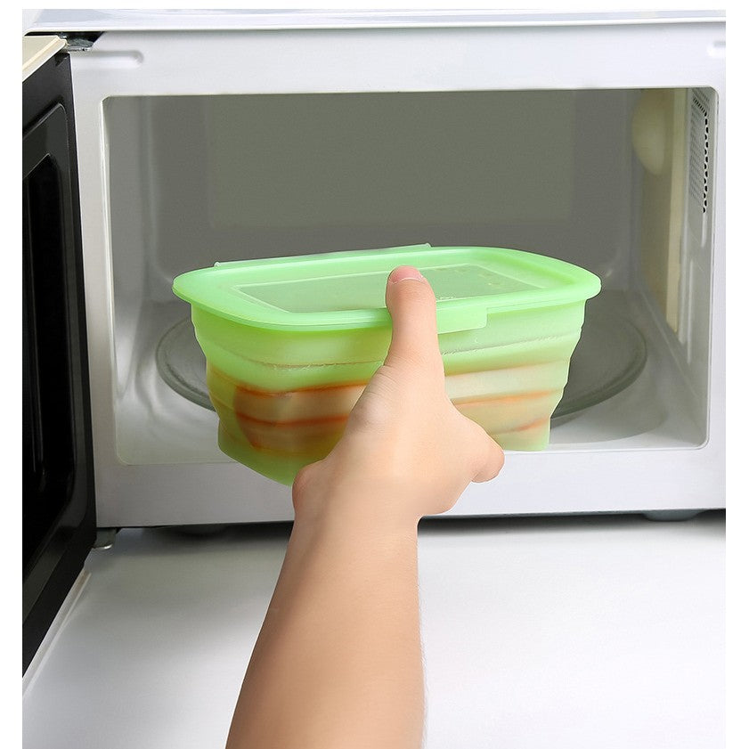 Caserola din Silicon, Kadeny, Pliabila, 1L, 18.8 x 8 x 11.5 cm, Rezistenta Temperaturi Extreme, Verde