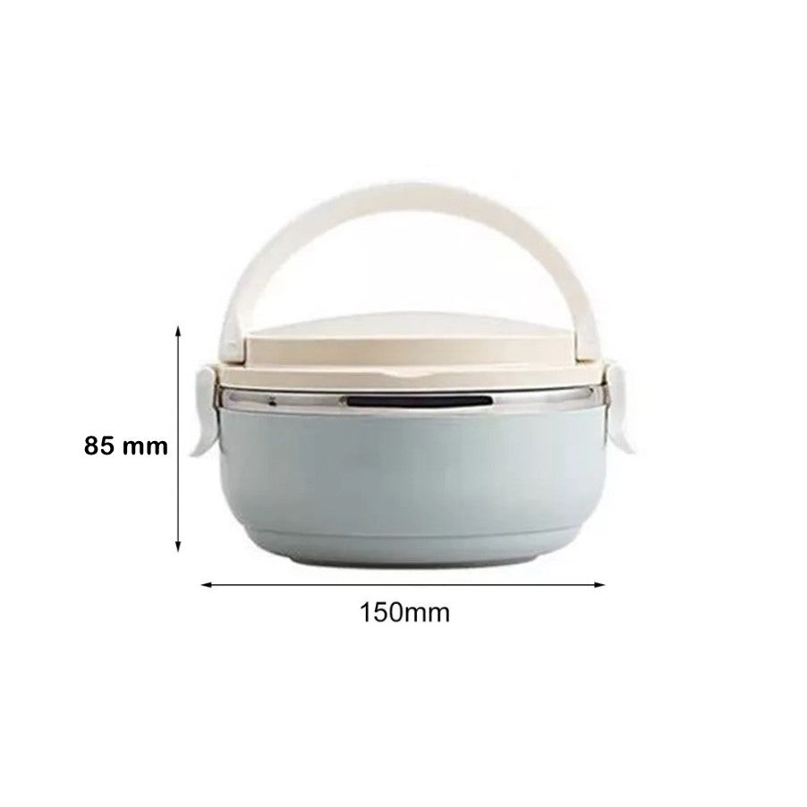 Caserola pentru alimente Kaveny, lunch box, 700 ml, otel inoxidabil, maner, valva aerisire, inchidere etansa, 15 x 8.5 cm, albastru