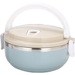 Caserola pentru alimente Kaveny, lunch box, 700 ml, otel inoxidabil, maner, valva aerisire, inchidere etansa, 15 x 8.5 cm, albastru