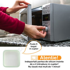 Caserola pentru sandwich Kaveny, din silicon si polipropilena, portabil, usor de curatat, capac anti-scurgere, reutilizabil, 15.5 x 15.5 x 2.5 cm, verde