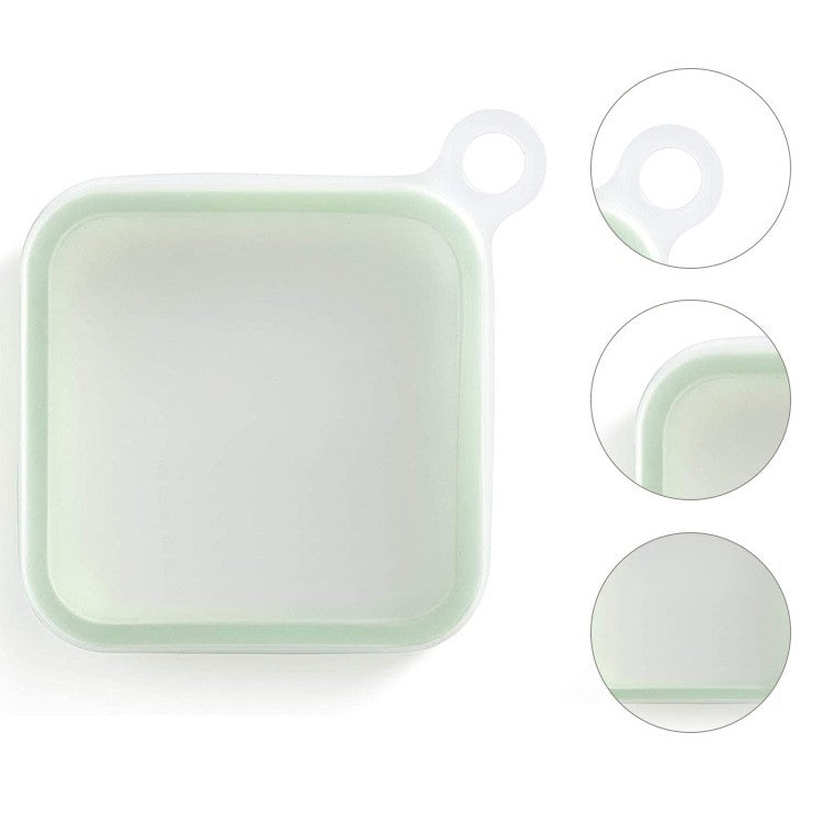 Caserola pentru sandwich Kaveny, din silicon si polipropilena, portabil, usor de curatat, capac anti-scurgere, reutilizabil, 15.5 x 15.5 x 2.5 cm, verde
