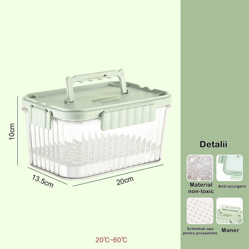 Caserola portabila pentru mancare fresh Kaveny, 1500 ml, 2 furculite,10 x 13.5 x 20 cm, 2 capace detasabile pentru congelator, etans, spatiu pentru tacamuri, maner, material plastic, rezistent la temperaturi ridicate, transparent